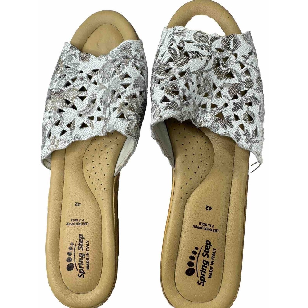 Spring Step 42 / 10.5 - 11 Estella Wedge Sandal Made In Italy Leather‎ Upper